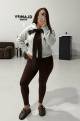 FREYA MARL GREY KNITTED NECK TIE HOODIE