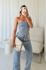 Cassi blue diamante corset