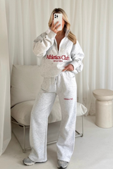 Athletics club marl grey 3/4 zip sweater straight leg loungewear