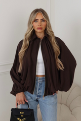 Amelia chocolate drape bomber