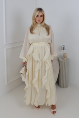JASMINE CREAM CHIFFON RUFFLED MAXI DRESS