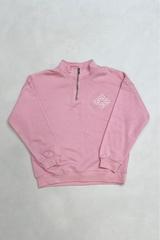 Mini G crest baby pink embroidered 3/4 zip sweater