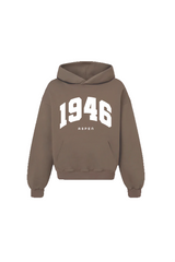 1946 ESSENTIAL MOCHA PRINTED HOODIE