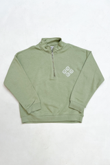 Mini G crest sage embroidered 3/4 zip sweater