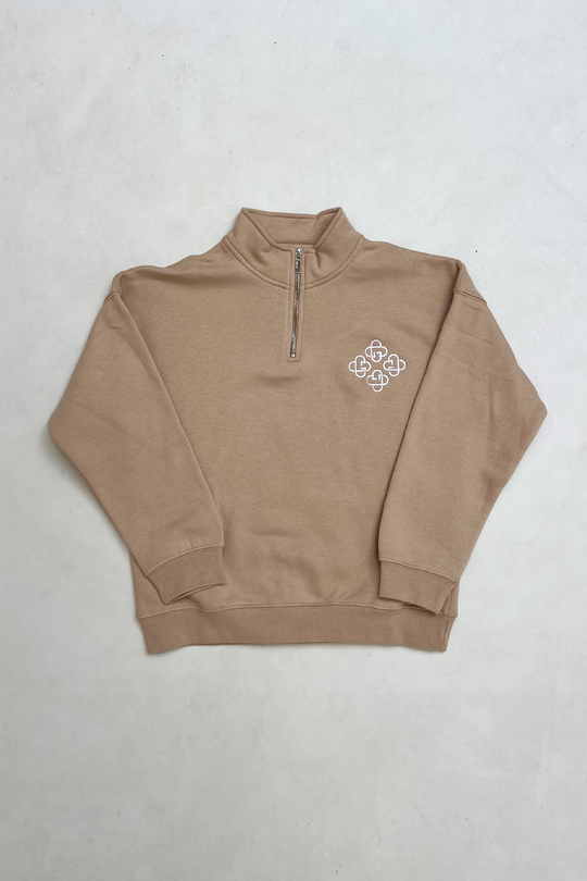 Mini G crest stone embroidered 3/4 zip sweater