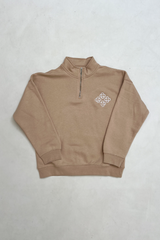 Mini G crest stone embroidered 3/4 zip sweater