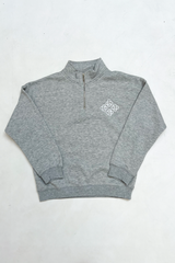 Mini G crest melange grey embroidered 3/4 zip sweater