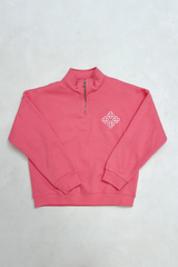 Mini G crest pink lemonade embroidered 3/4 zip sweater