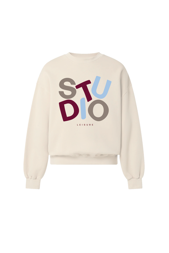 STUDIO LEISURE ESSENTIAL IVORY COLOUR PRINTED SWEATER