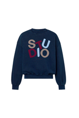 STUDIO LEISURE ESSENTIAL NAVY COLOUR PRINTED SWEATER