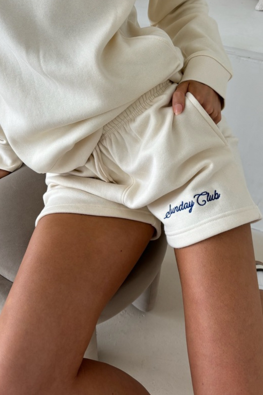 Studio Leisure sunday ecru embroidered shorts