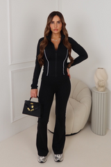 FRANKIE BLACK STRIPE ZIP JACKET LEGGINGS SET
