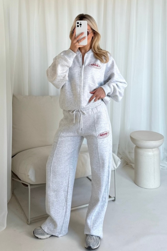 Athletics marl grey printed bomber jogger loungewear