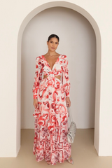 Lucia pink patterned cut out maxi dress