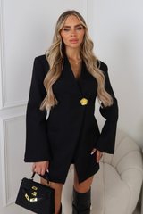 Kennedy black gold button blazer