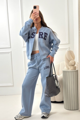 LSRE blue printed bomber jogger loungewear