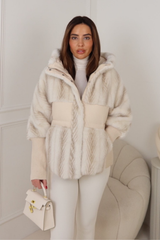 MAGGI CREAM FAUX FUR JACKET