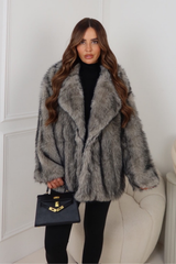GABRIELA IVORY FAUX FUR COAT