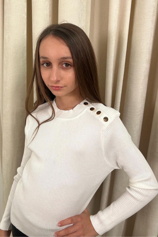 Mini Angelina white gold buttons knitted sweater