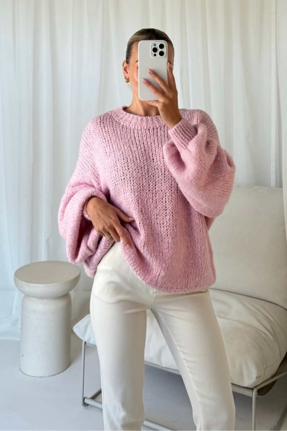 Alice baby pink knit jumper Glamify Famous For Loungewear