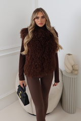 DULCIE CHOCOLATE MONGOLIAN FAUX FUR GILET