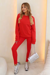 Kassi red heavyweight sweater and ribbed leggings