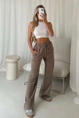 Quinn Camel Jersey Straight Leg Joggers Loungewear Cash N Carry