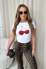 Cherry white printed baby tee