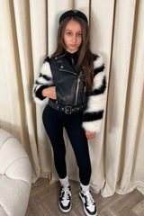 Mini Lila white faux fur leather jacket