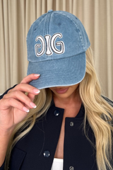 Couture Milan blue embroidered cap