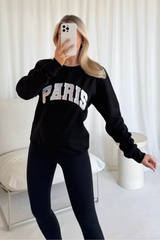 Paris black embroidered sweater
