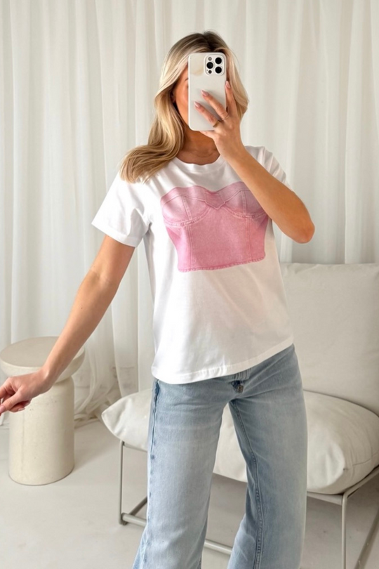 Corset pink printed t-shirt