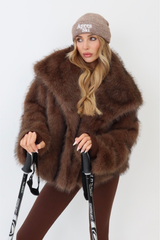 Olivia dark brown faux fur coat