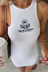 Emblem white embroidered ribbed mini dress - Resort Collective