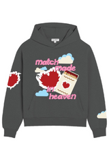 Match made steel grey printed premium relaxed hoodie