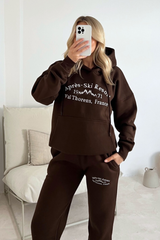 Apres Ski chocolate brown embroidered hoodie joggers loungewear