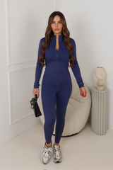 Carly navy zip jacket and legging activewear
