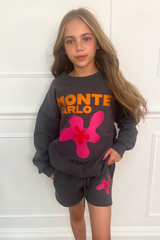 Mini steel grey Monte Carlo printed sweater shorts loungewear