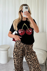 Cherry black printed t-shirt