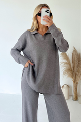 Sabrina grey knitted loungewear set