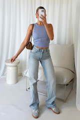 Kelsey blue heavyweight ribbed racer back vest top