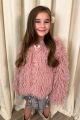 Mini Maisie pink faux fur coat