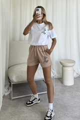 Paris crest stone embroidered premium t-shirt and shorts