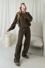Rosie khaki bomber jacket and straight leg jogger loungewear
