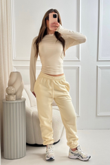 Addison cream long sleeve top & jogger set