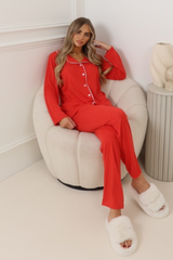 PREMIUM JERSEY RED CLASSIC PIPING PYJAMA SET