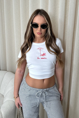 La Siesta pink print white baby tee