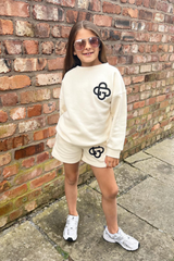 Mini G monogram ecru embroidered sweater shorts loungewear