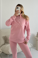 Monaco baby pink embroidered 3/4 sweater and legging set