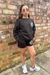 Mini G monogram black embroidered sweater shorts loungewear